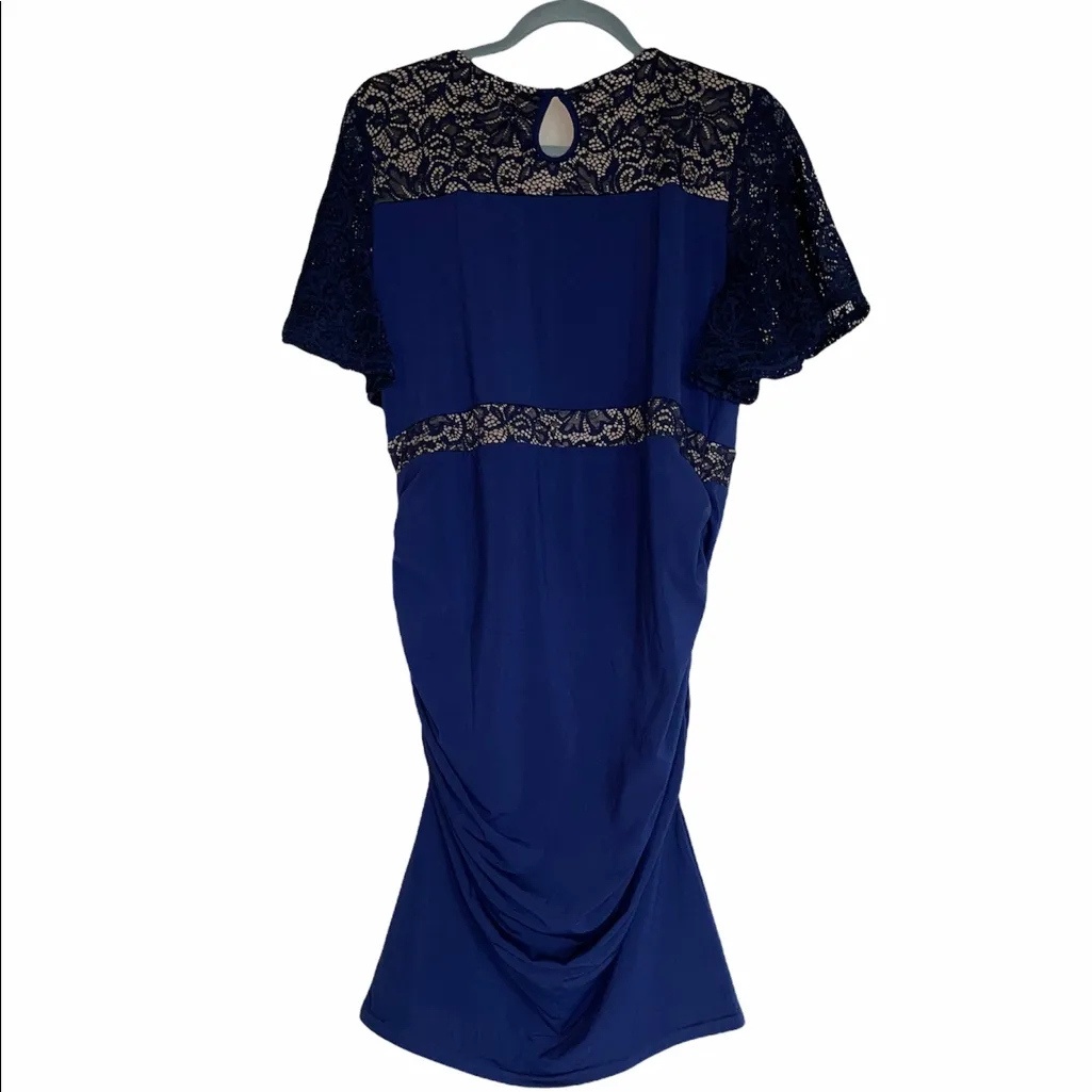 NWT Kimi And Kai Kennedy Lace Accent Maternity Dress Blue Size L - Image 8