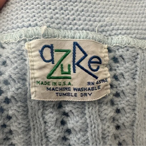Vintage Azure Cardigan Sweater Knit‎ Womens Medium Cottagecore Granny Button 70s - Image 8