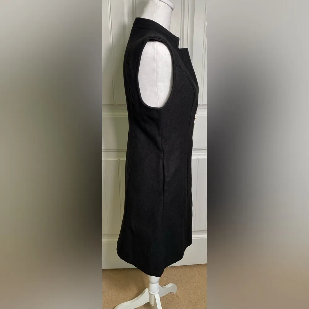 Womens Long Button Front Black Vest Size Medium - Image 4