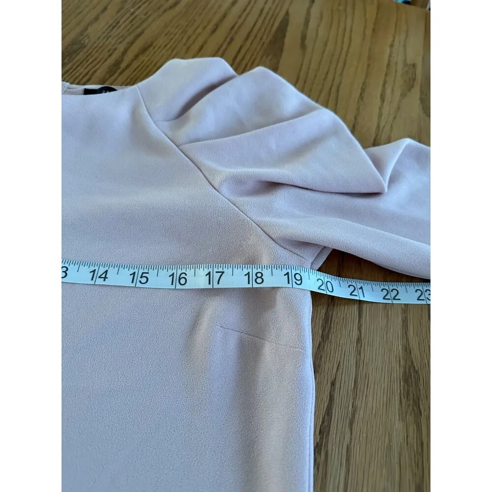 Zara Woman Light Pink Long Sleeve Sheath Dress Size L Puff Sleeves Button Accent - Image 6