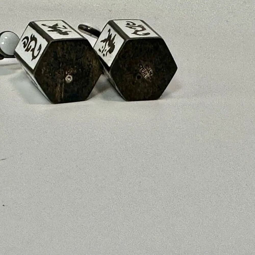 Vintage Sterling silver siam goddess box drop white enamel clip earrings - Image 5