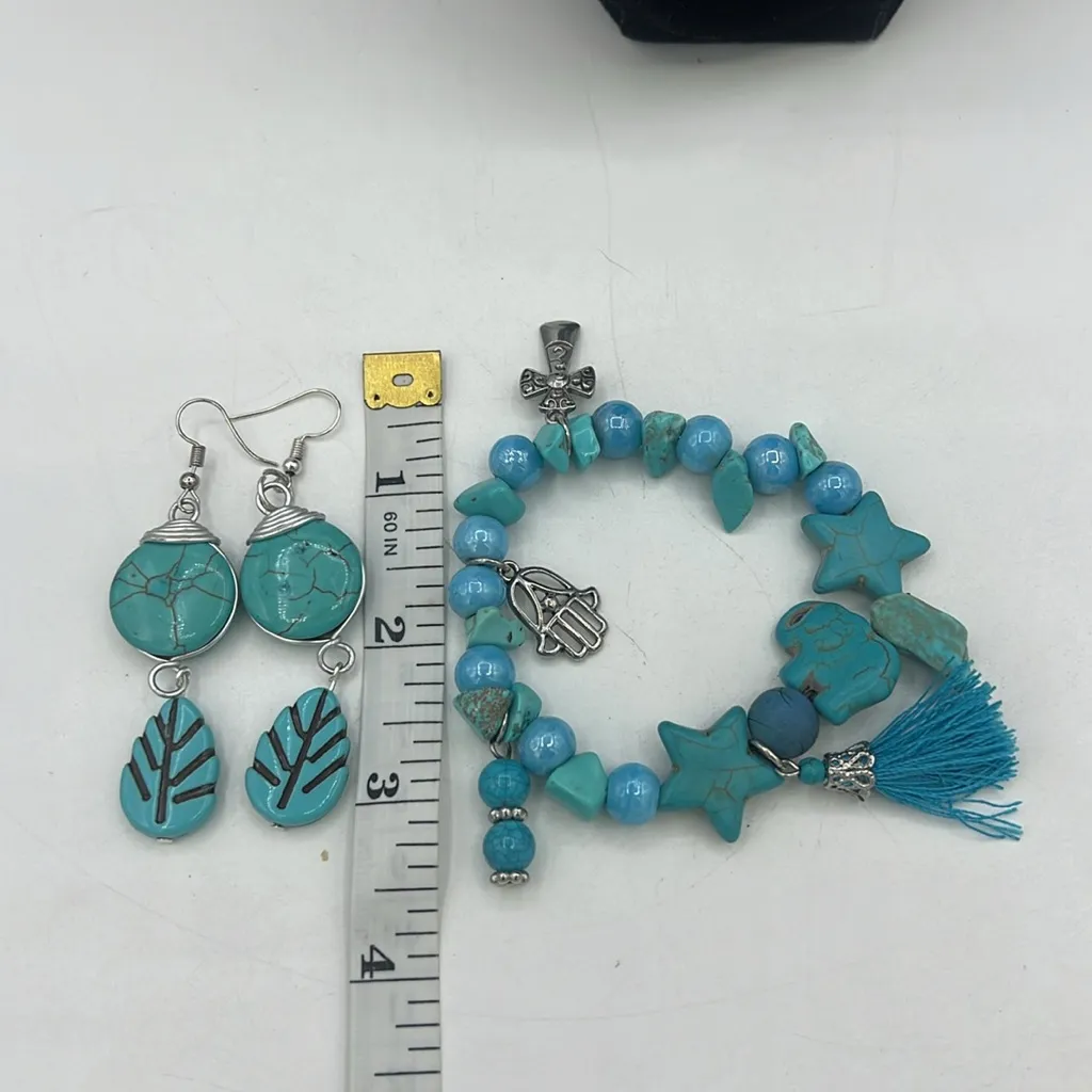 Necklace Earrings Bracelet Turquoise/Silver Hand Made Silver - Image 6