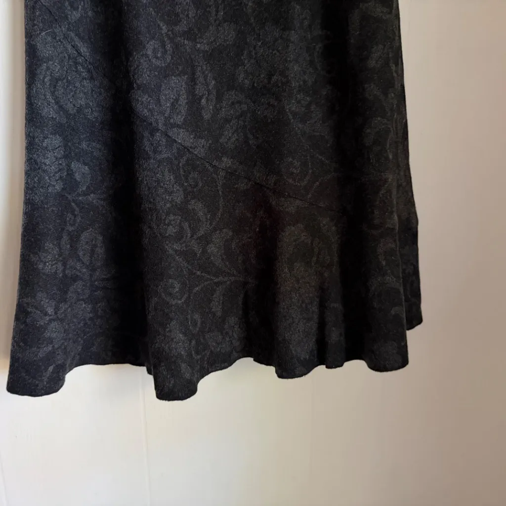 Ann Taylor Dark Gray Floral Wool A-Line Skirt 4 Asymmetrical Peplum Cottage Goth - Image 4