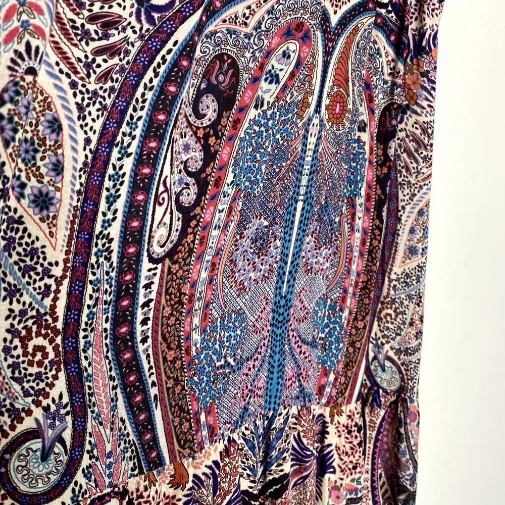 ba&sh Baraka Rose Sleeveless Paisley Printed Maxi Dress Large Boho Hippie Shift - Image 9