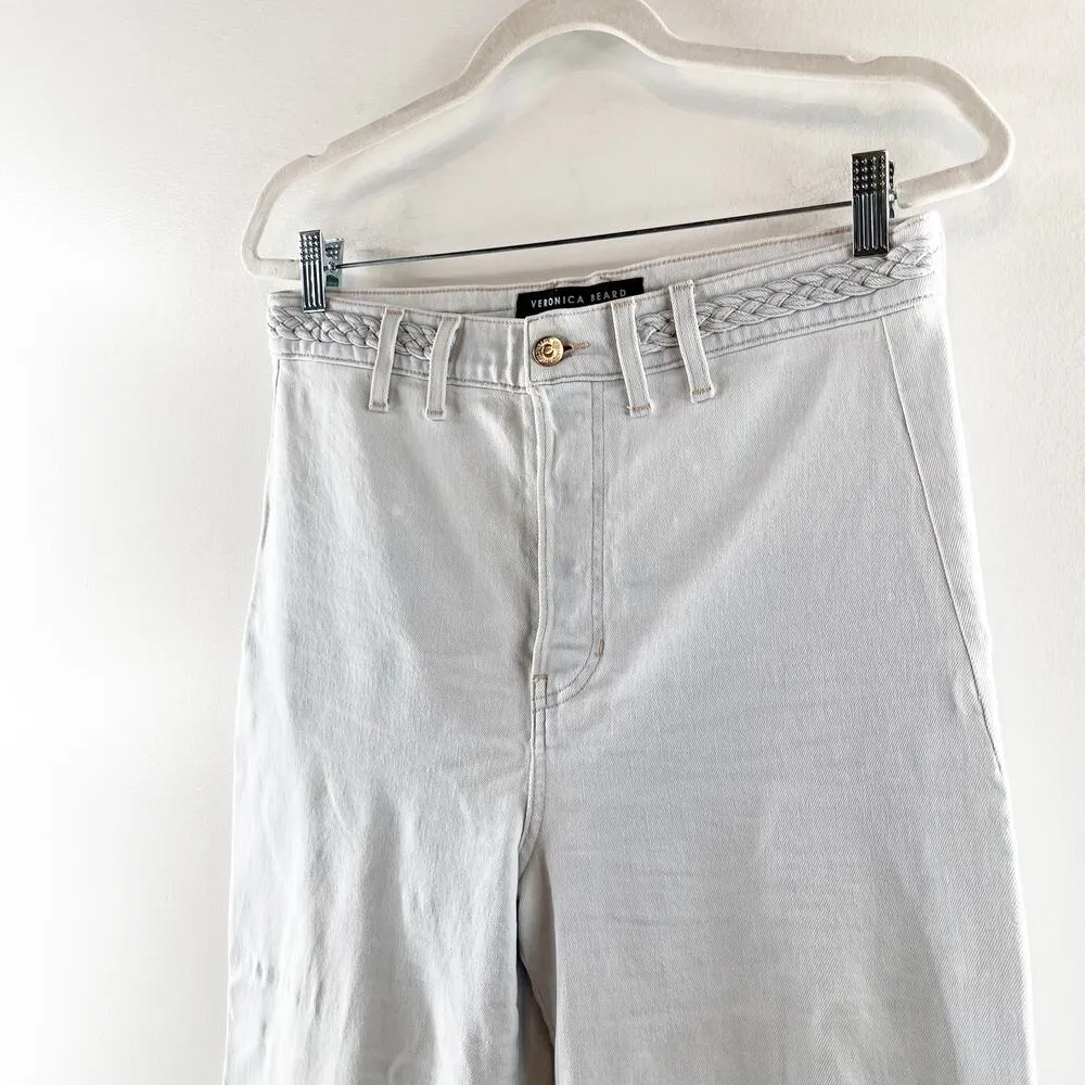 Veronica Beard Grant Braided Waist Extra High Rise Wide Leg Jeans Aspen Blue 10 - Image 14