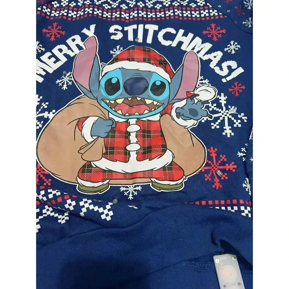 Disney Christmas Sweatshirt Merry Stitchmas Light-Up Womens/Jrs Sz Small - Image 11