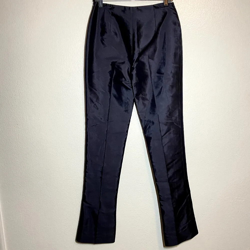 Ralph Lauren Black Label Dress Pants Straight Satin Silky Pleated Black 4 - Image 4