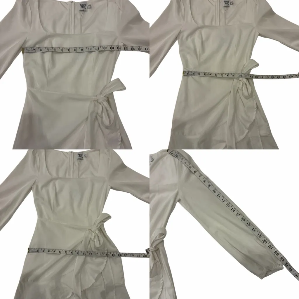 NWT Princess Polly The Villa White Long Sleeve Mini Dress Size 4 FLAW Old Money - Image 13