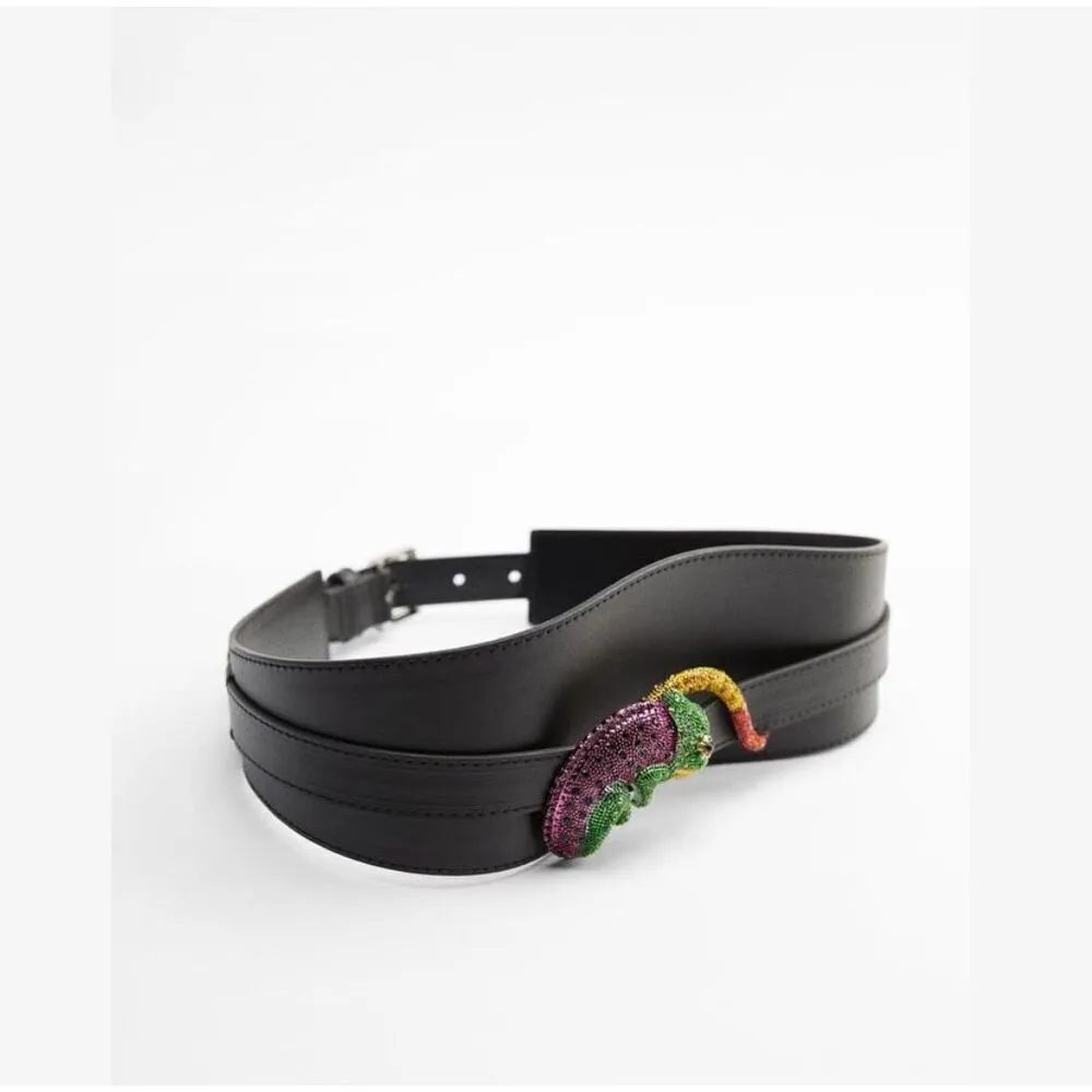 Zara CHAMELEON JEWEL BELT NWT Black Adjustable Size‎ 80 (US 30) - Image 3