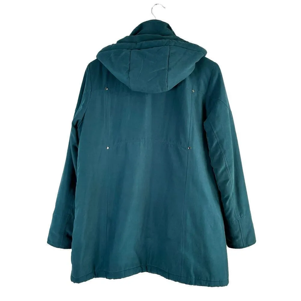 Forecaster of Boston Vintage Puffer‎ Coat Jacket Removable Hood Full Zip Teal, S Green - Image 9