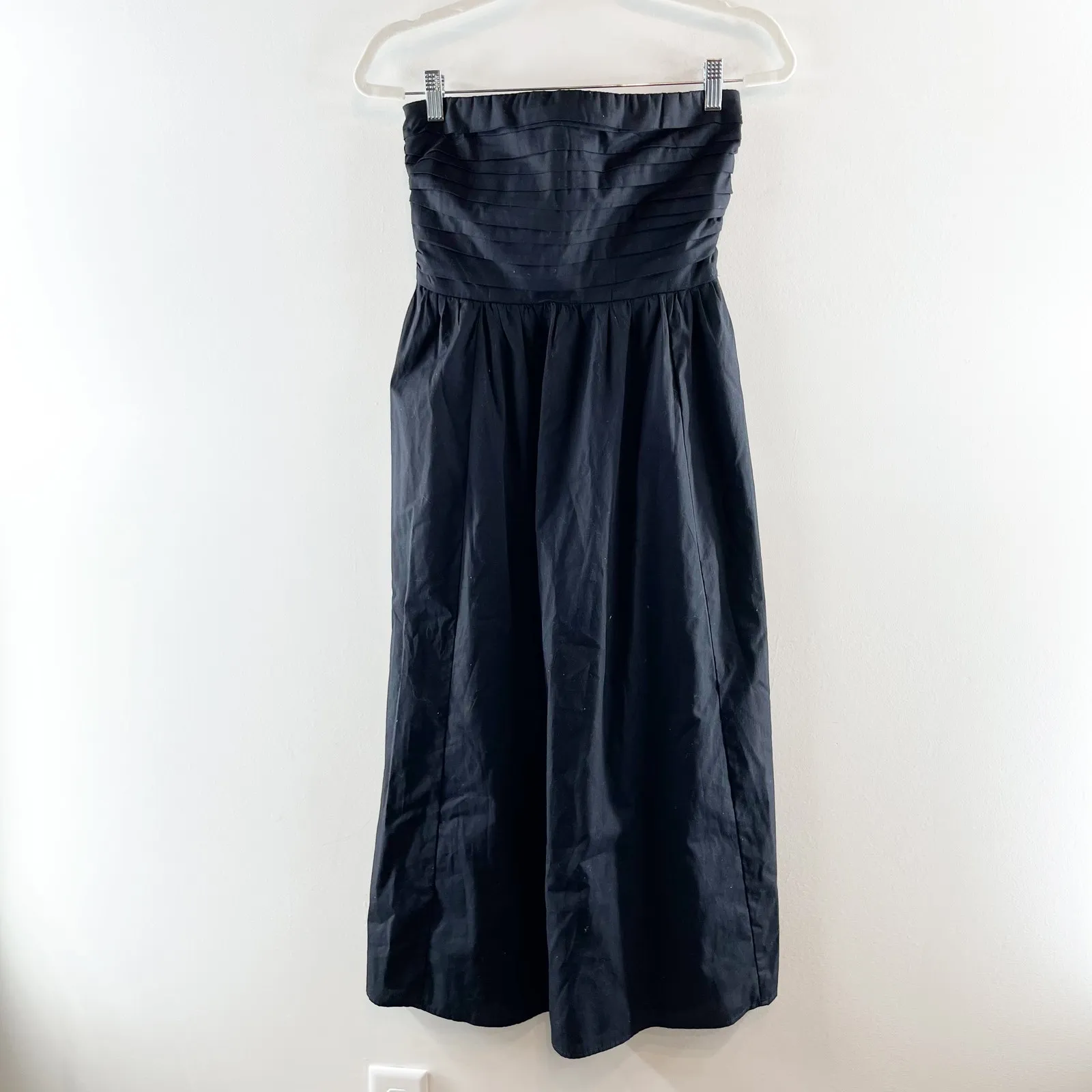 Abercrombie Strapless Emerson Poplin Midi Dress Black Small Tall - Image 2