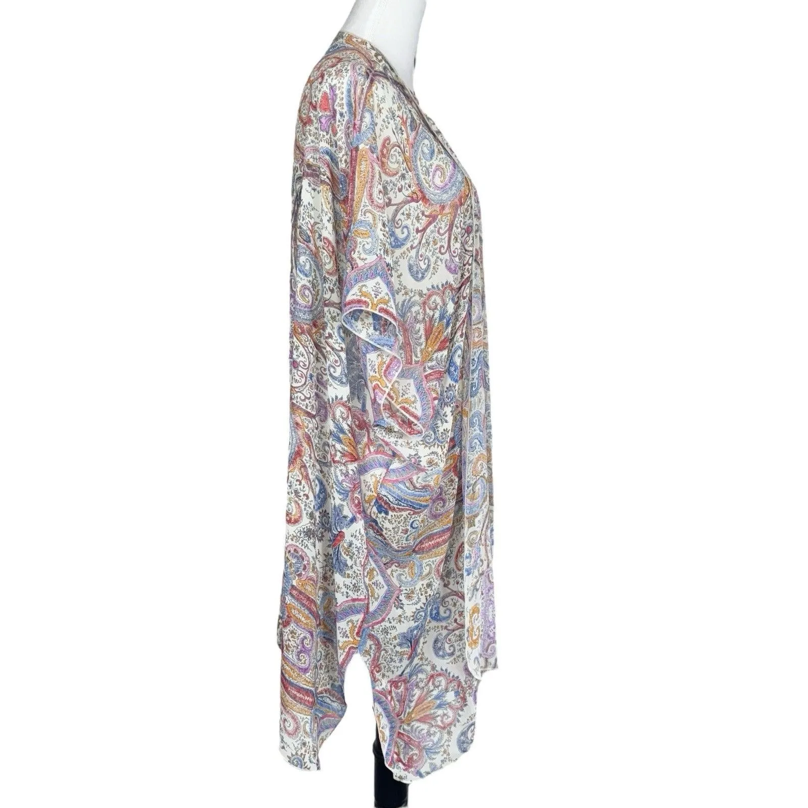 Democracy Womens Paisley Sheer Kimono Coverup Size M Festival Boho Hippie Fairy - Image 2