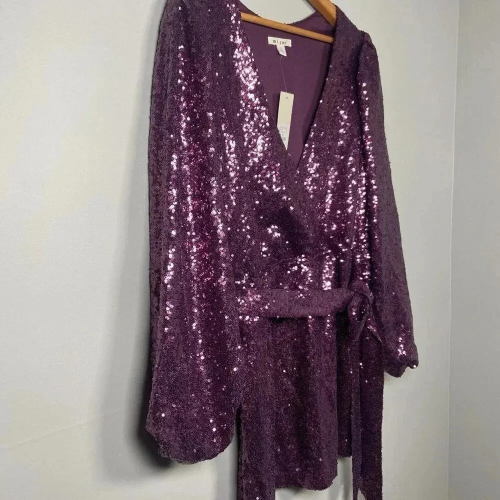 Francesca’s‎ Miami Purple Sequin Long Sleeve Party Dress NWT Size S Cocktail - Image 3