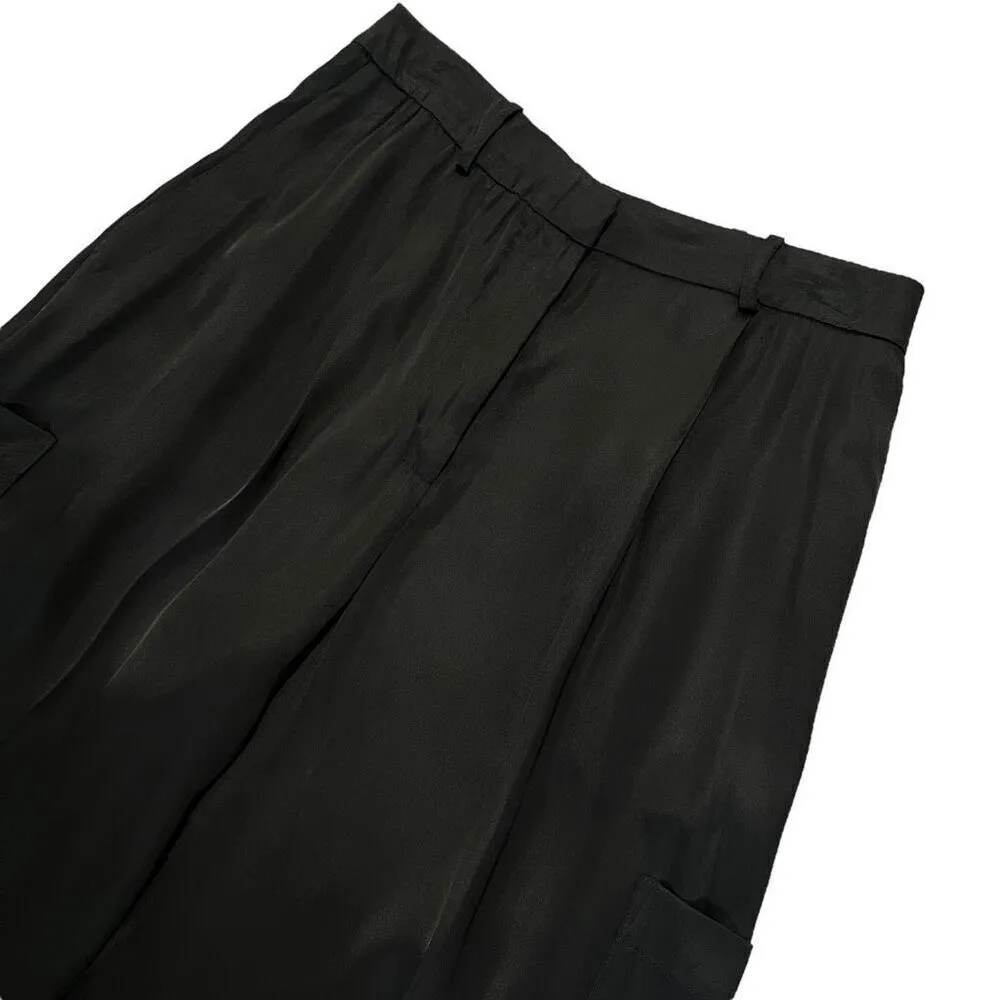 Loulou Studio Carmel Cargo Wide‎ Leg Pant in Black - Image 4