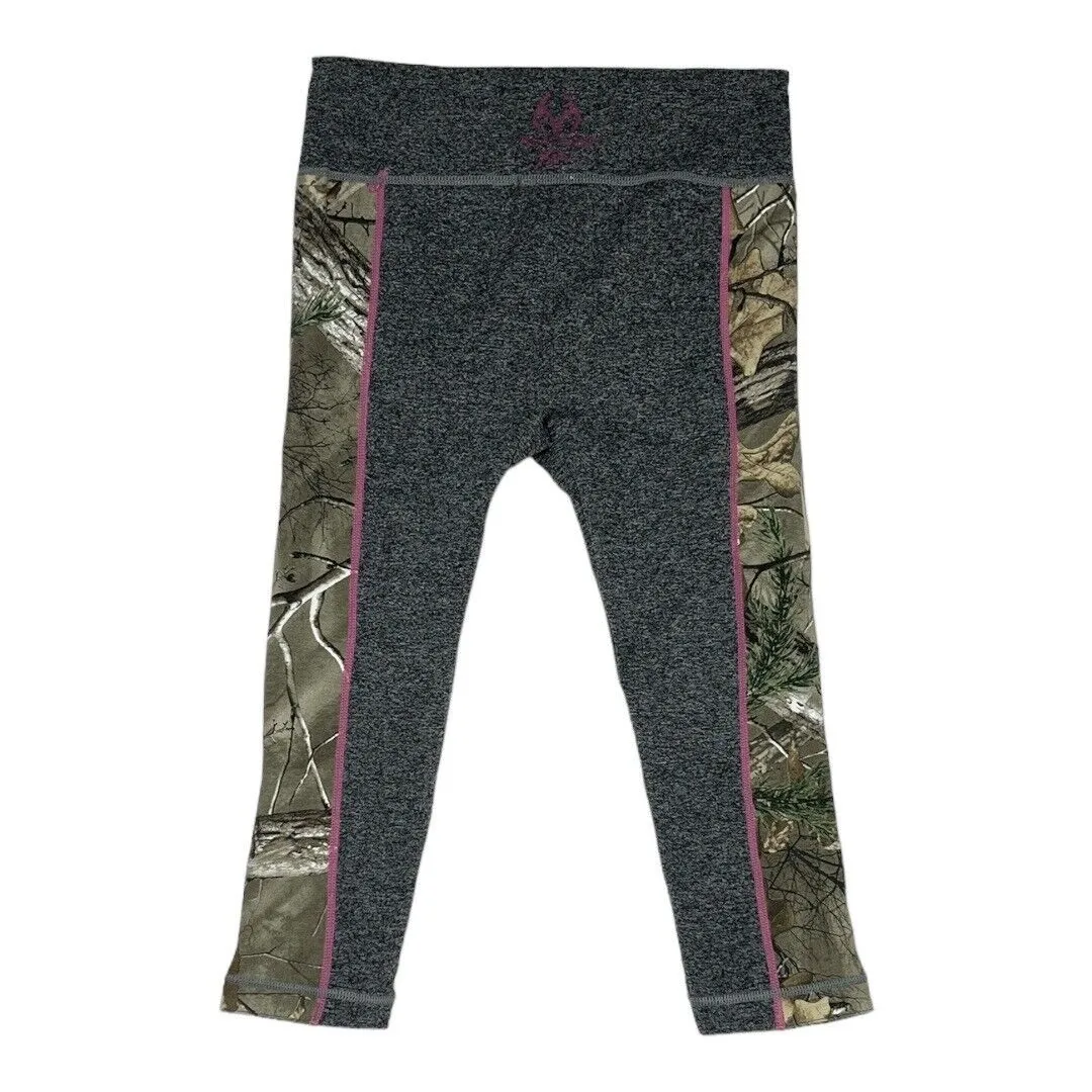 Realtree Camo Women's Cropped Legging Heather‎ Gray Green Camo Pink Accents S/M - Image 2