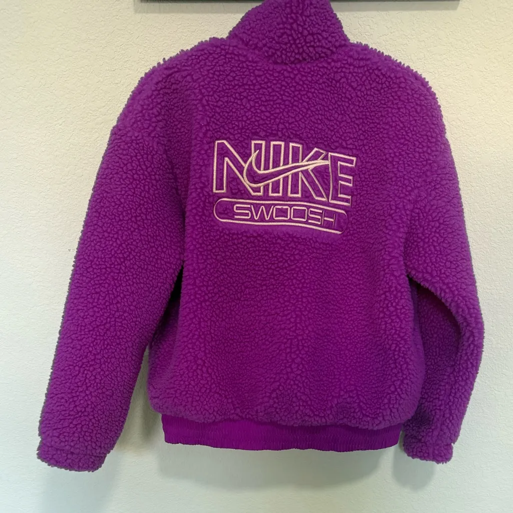 Nike Plush Swoosh Sherpa Vivid Purple Winter Plush Swoosh Jacket Size XS NEW - Image 6