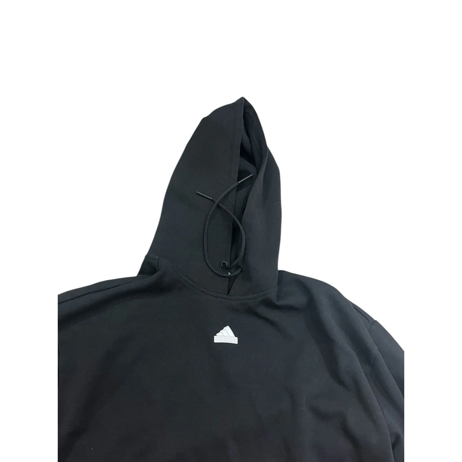 Adidas Hoodie Cropped Black Sweatshirt Women’s Large White Stripes Streetwear - Image 5