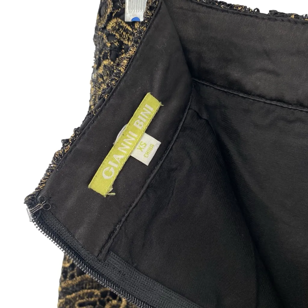 Gianni Bini Black and Gold Lace Overlay Pencil Skirt - Image 7