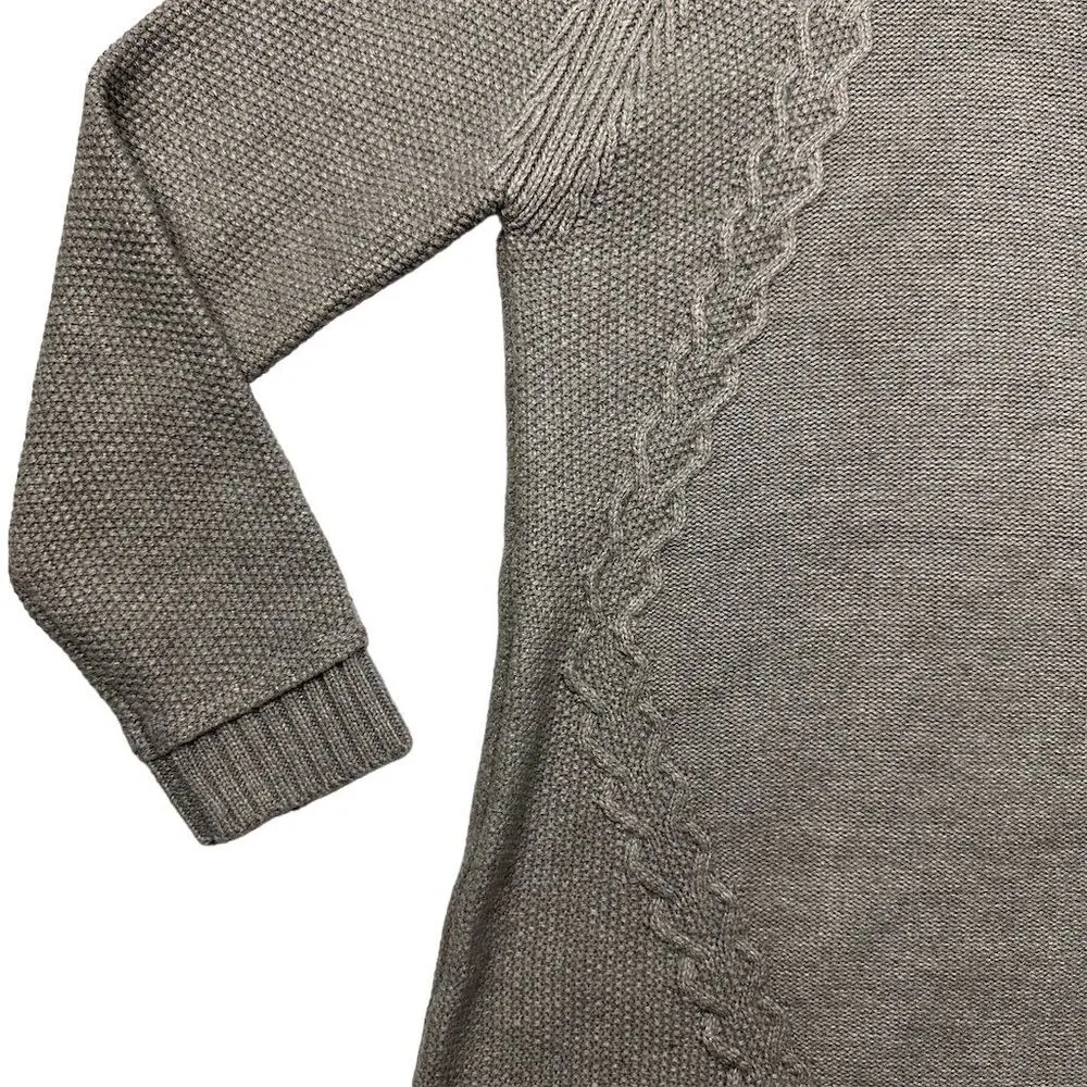 Eliza J Women's Large Gray Cable Knit Turtleneck Sweater Dress Knee Length - Image 2