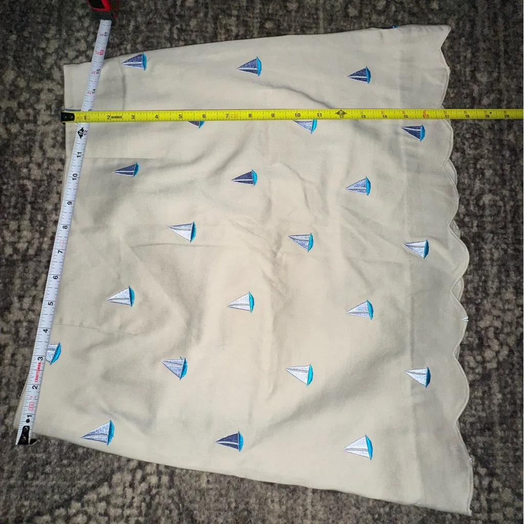Lilly Pulitzer Vintage White Label 4 Tan Blue Sailboat Boat Embroidered Skirt - Image 4