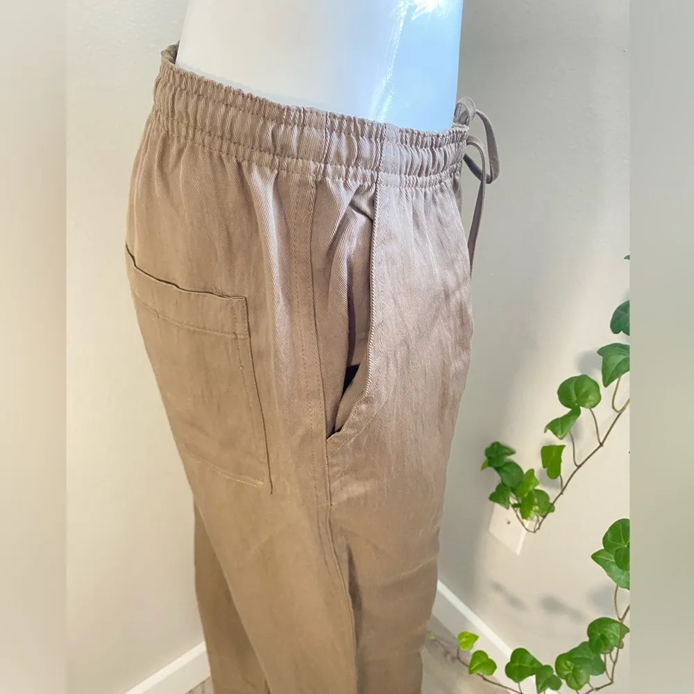 New‎ ZARA Brown Drawstring Flowy Pants Elastic size Small - Image 2