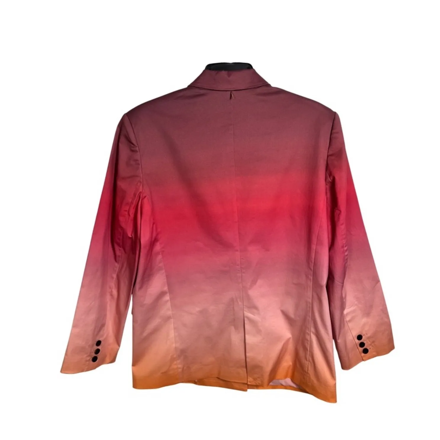 MISA Los Angeles Viva Ombre Poplin Blazer Double Breasted Pink Coral Orange  M - Image 7