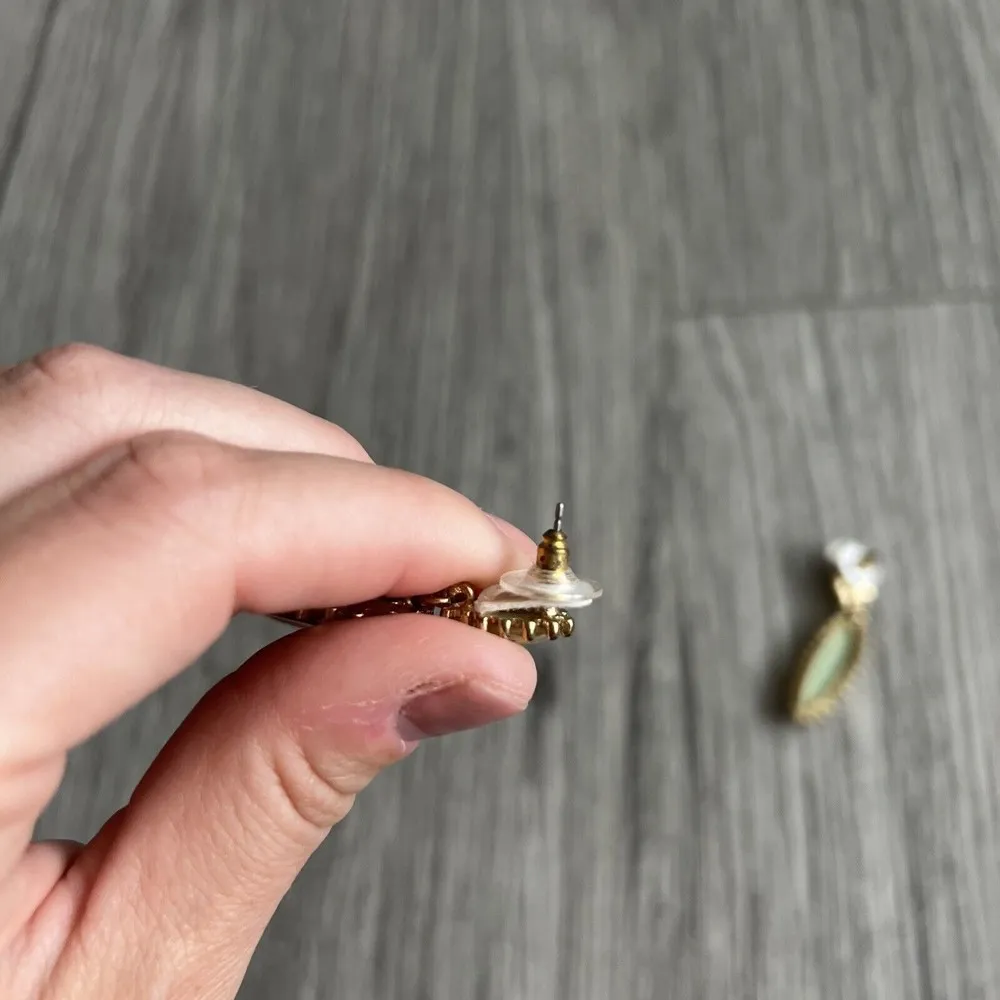 Yellow and Gold Drop Earrings - Image 4