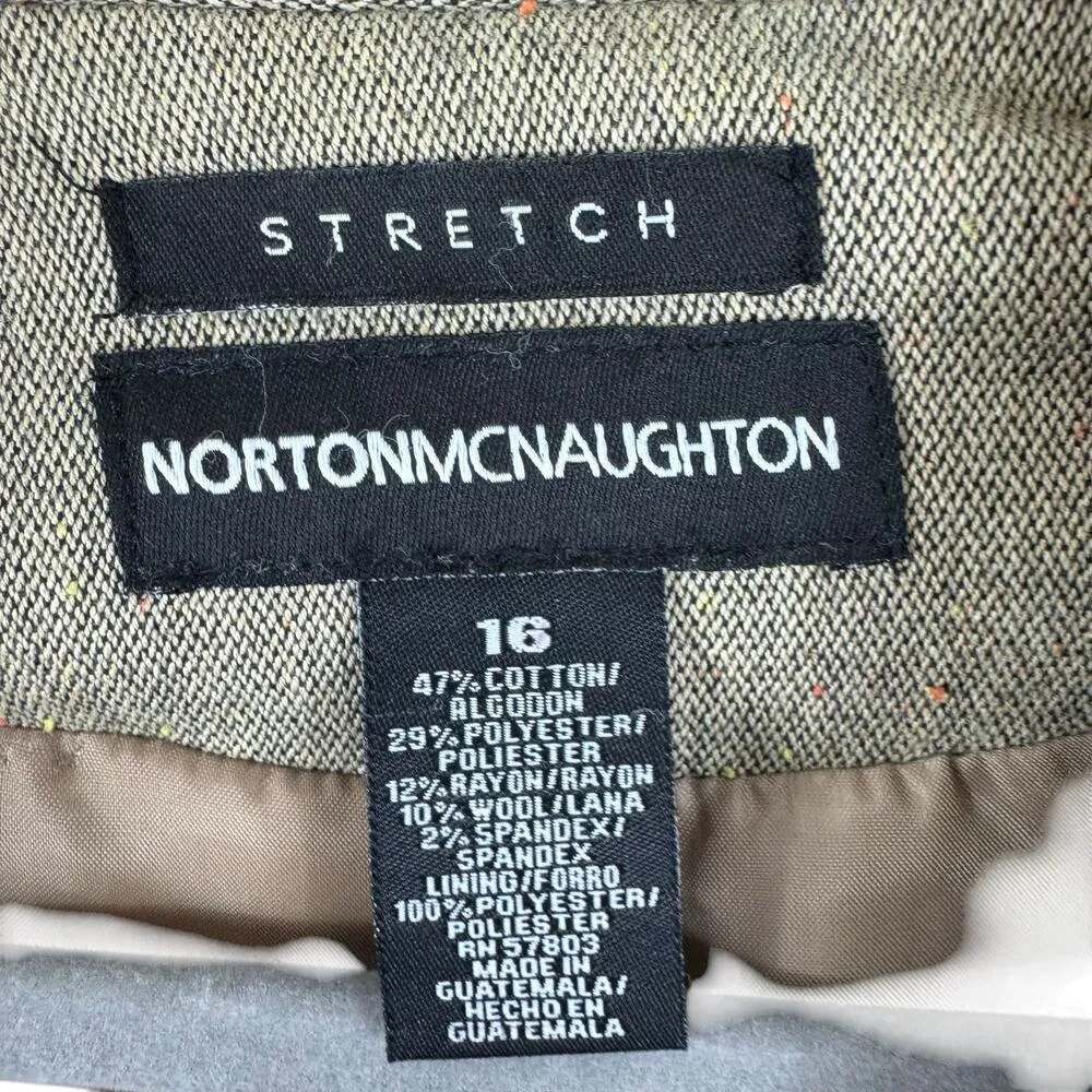 Norton McNaughton Tan Single Breasted Lined Wool Cotton Button Up Blazer Size 10 - Image 6