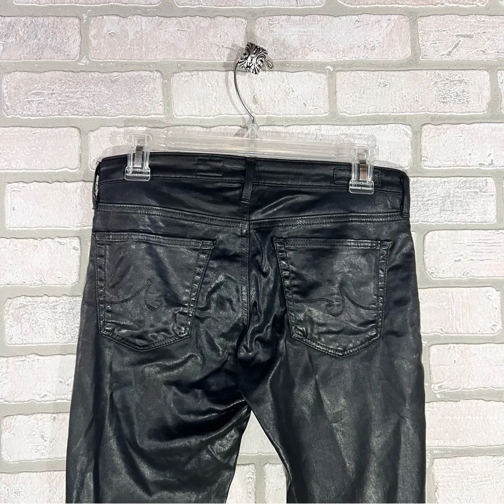 Ag The Legging Ankle Super Skinny Coated Jeans in Super Black Size 25 - Image 7