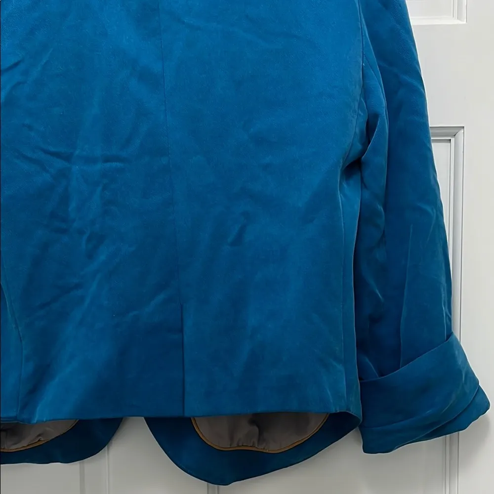 Anthropologie Cartonnier Blue Cropped Blazer w/ Elongated Lapel - Image 10