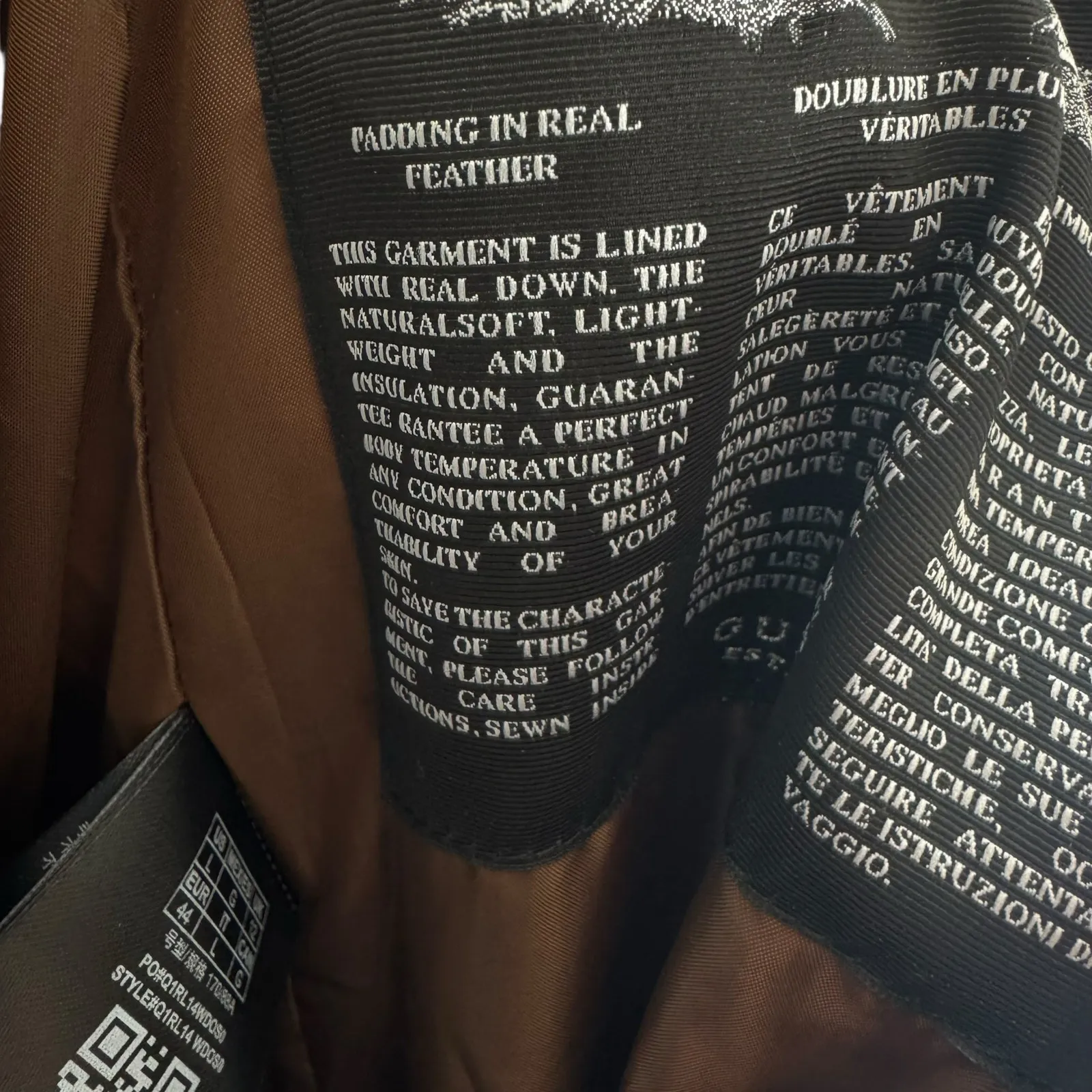 GUESS‎ Janina Brown Long Line Faux Fur Hood Full Zip Down Puffer Jacket Size L - Image 8