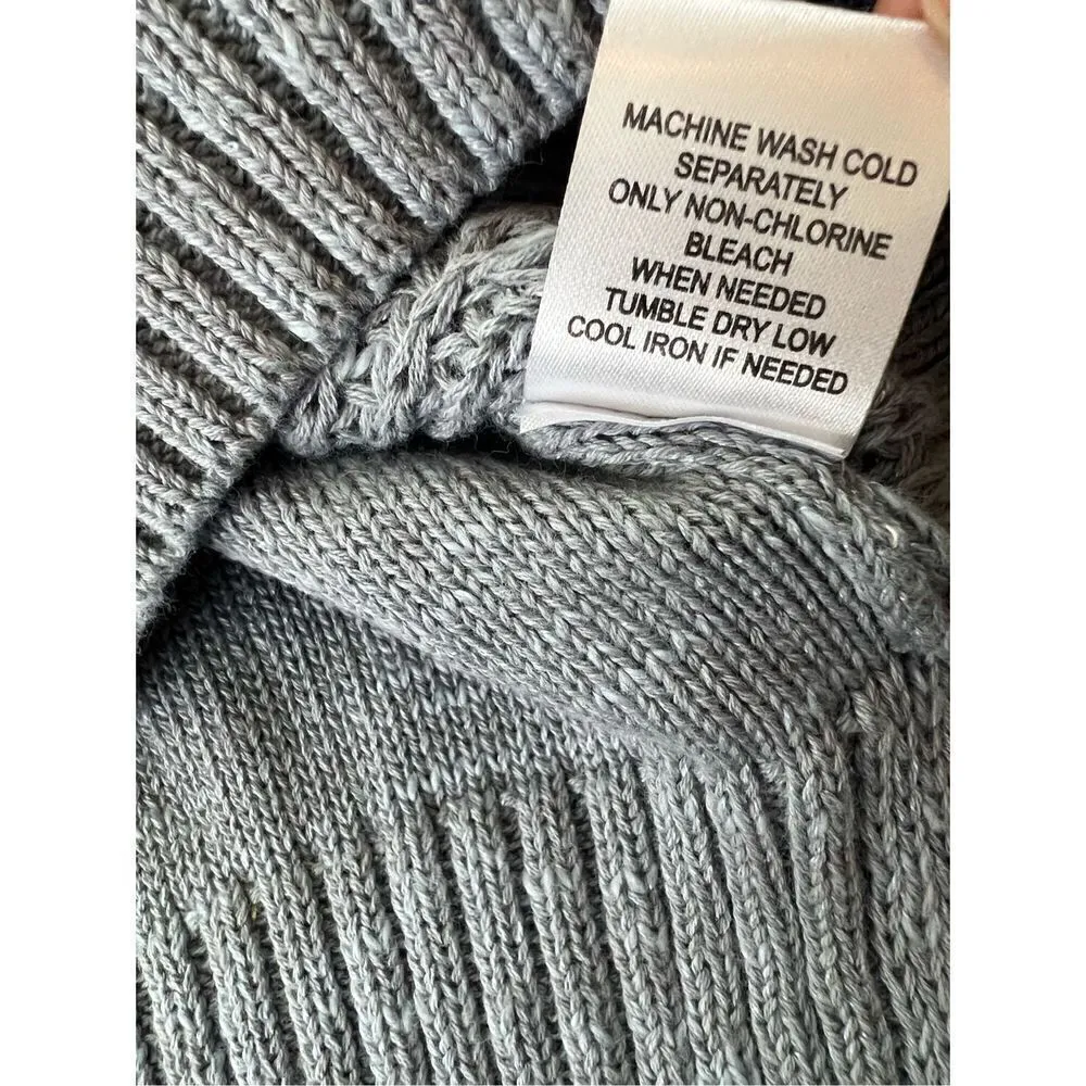 NWT Weatherproof Vintage Slub Pointelle Knit Mock Neck Sweater Dusty Blue Medium Blue - Image 7