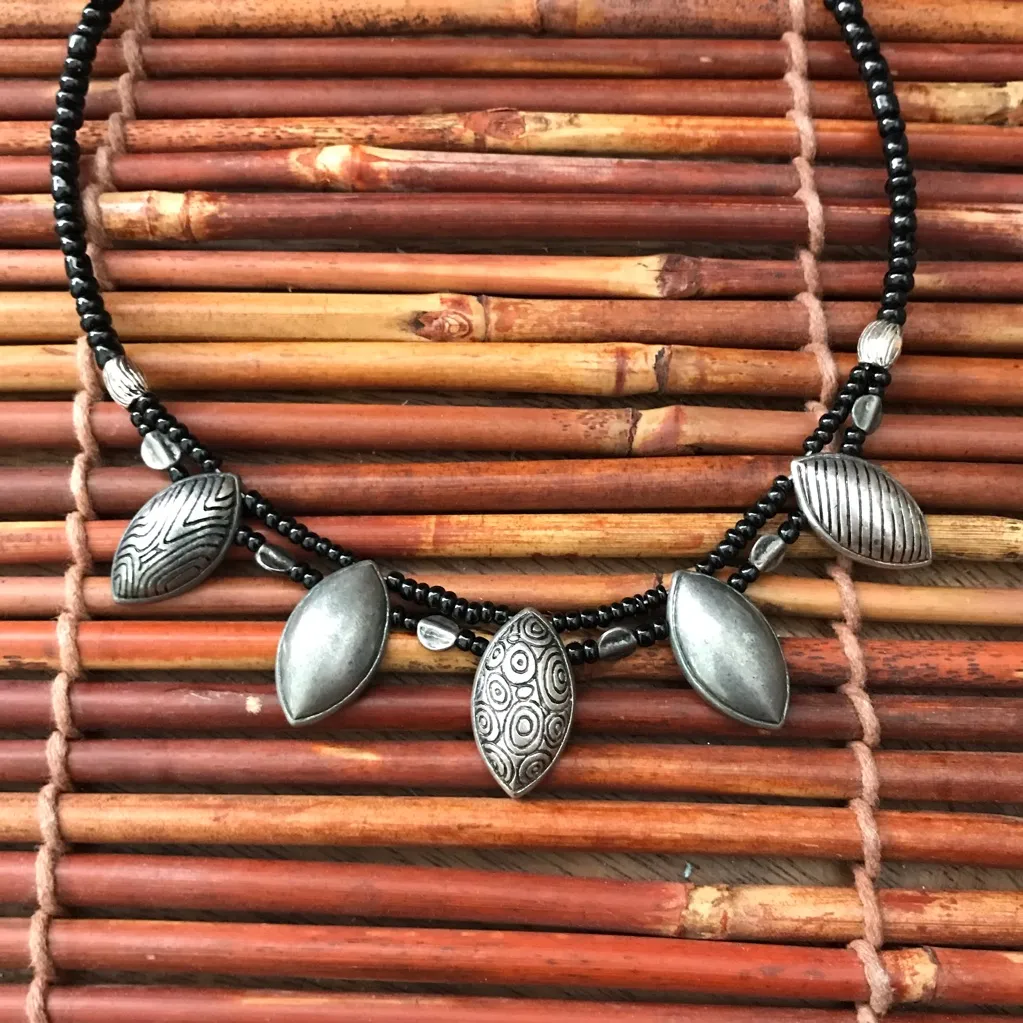 Chico's Black Glass Seed Bead Choker Necklace - Image 4