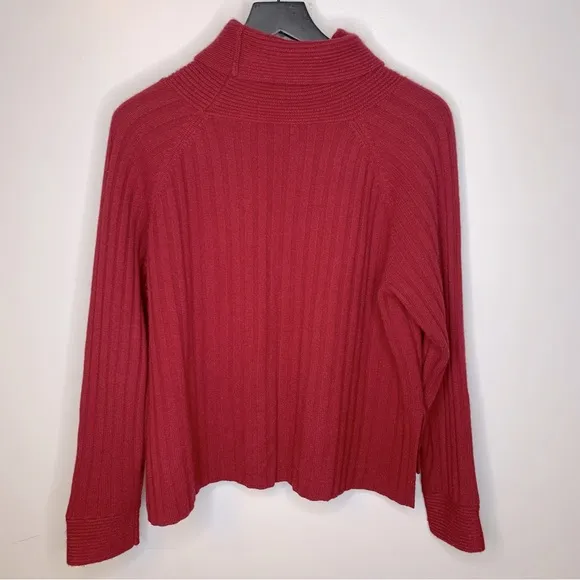 Club Monaco Red Cashmere Turtleneck‎ Ribbed Sweater with Pockets Size S - Image 2
