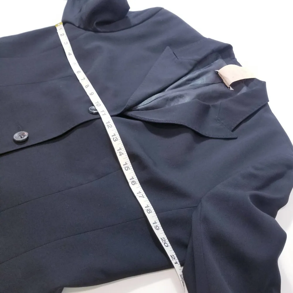 Rene Lezard Wool Black Blazer Slit Sleeve Size 6 - Image 6