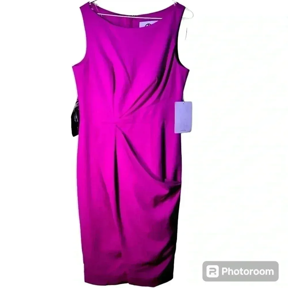 JS Collections sleeveless suplice pleat rich pink special ocasions dress size 10 - Image 2