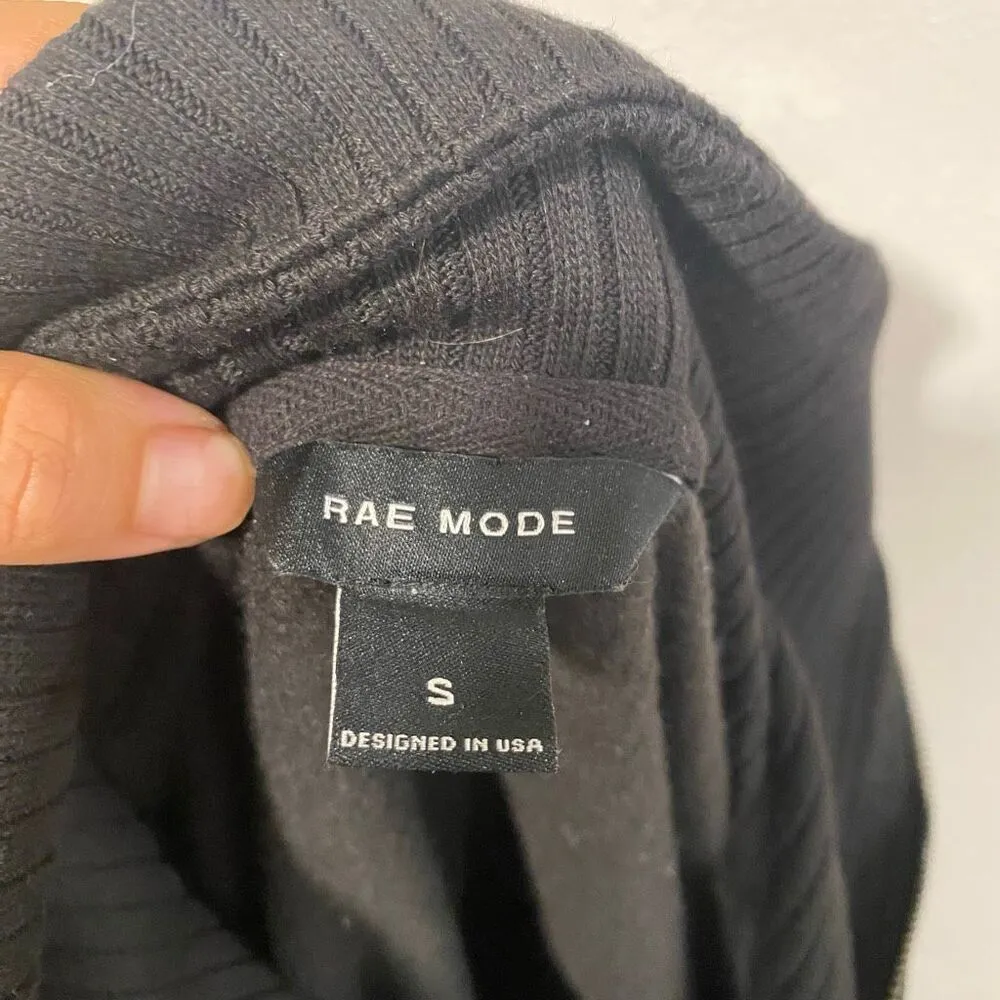 Rae Mode Black Half Zip Ribbed Pullover Sweatshirt Women’s Size Small Oversized - Image 5