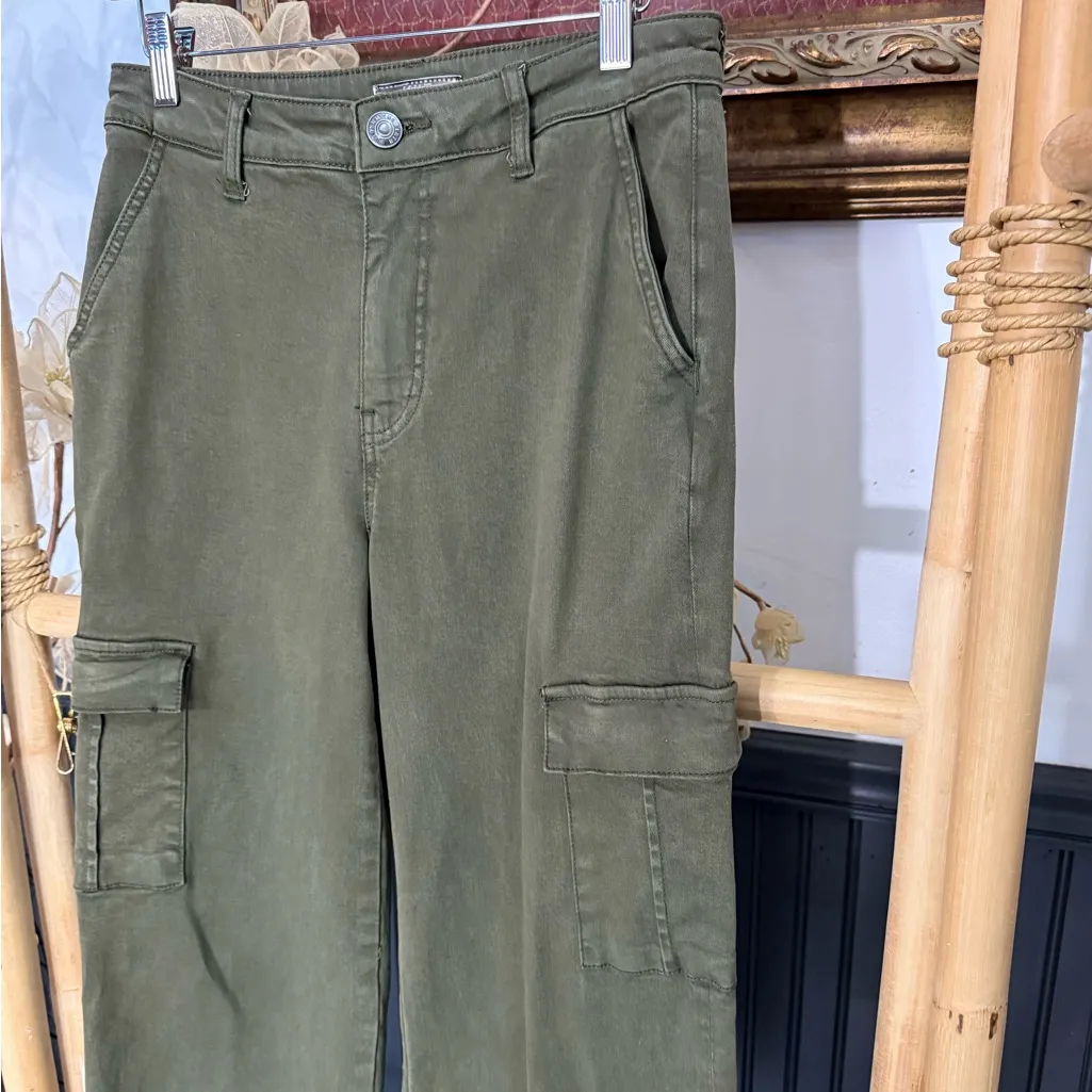 Kut From The Kloth Miller High Rise Wide Leg Cargo Jean in Olive Sz 6 💚🍄 - Image 4