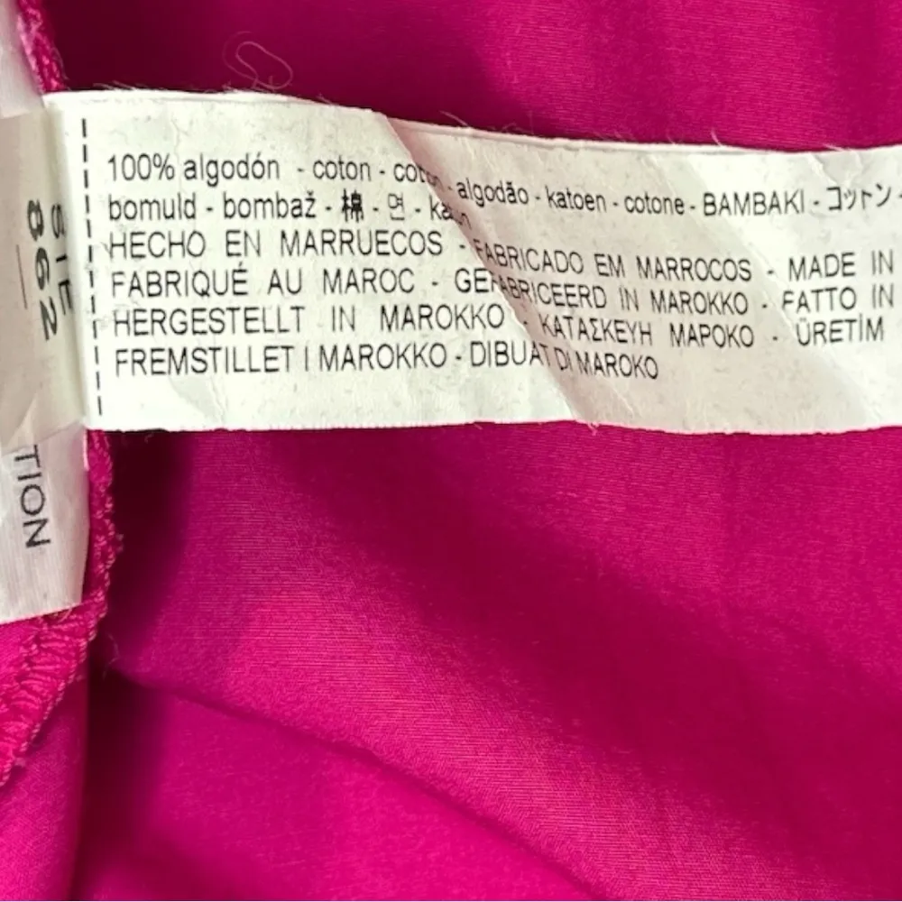 ZARA BASIC Z1975 Denim Balloon-Sleeve Blouse – Hot Magenta Cotton Poplin, Size L - Image 5