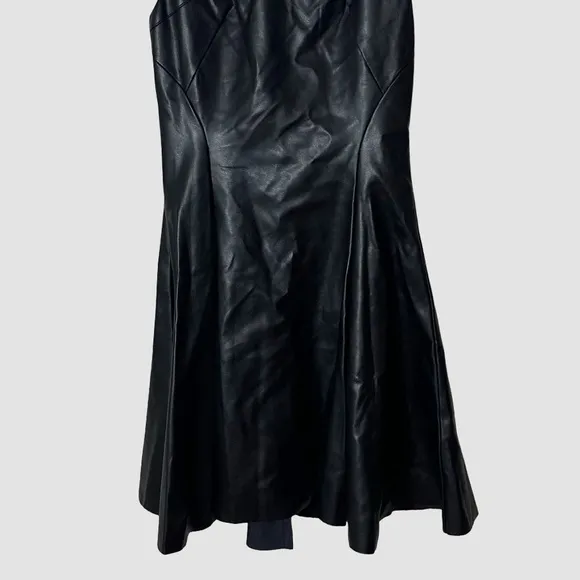 Ieena for Mac Duggal Black Faux Leather‎ Fit & Flare Dress Cutout Size 2 - Image 7