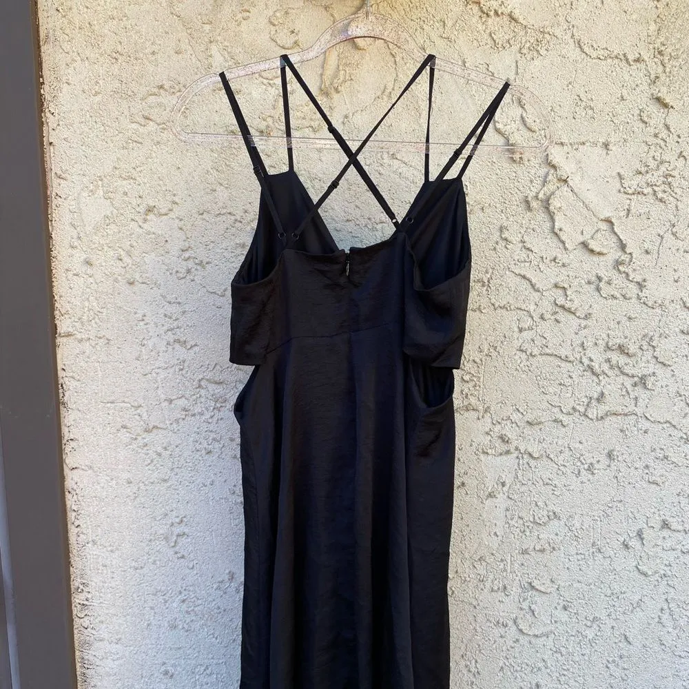 Express size medium strappy back cut out mini silky dress black - Image 6