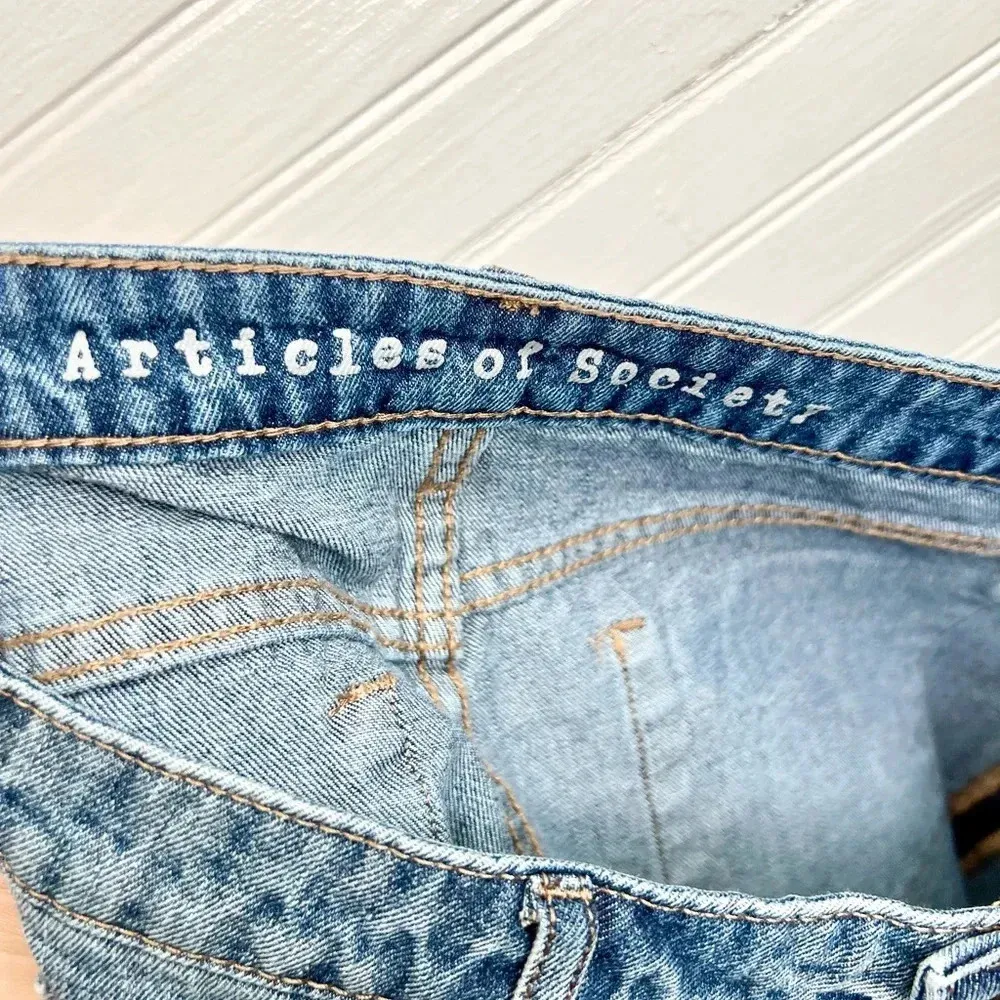 Articles of Society Distressed Jean Shorts Size 28 Blue Raw Hem High Rise - Image 9