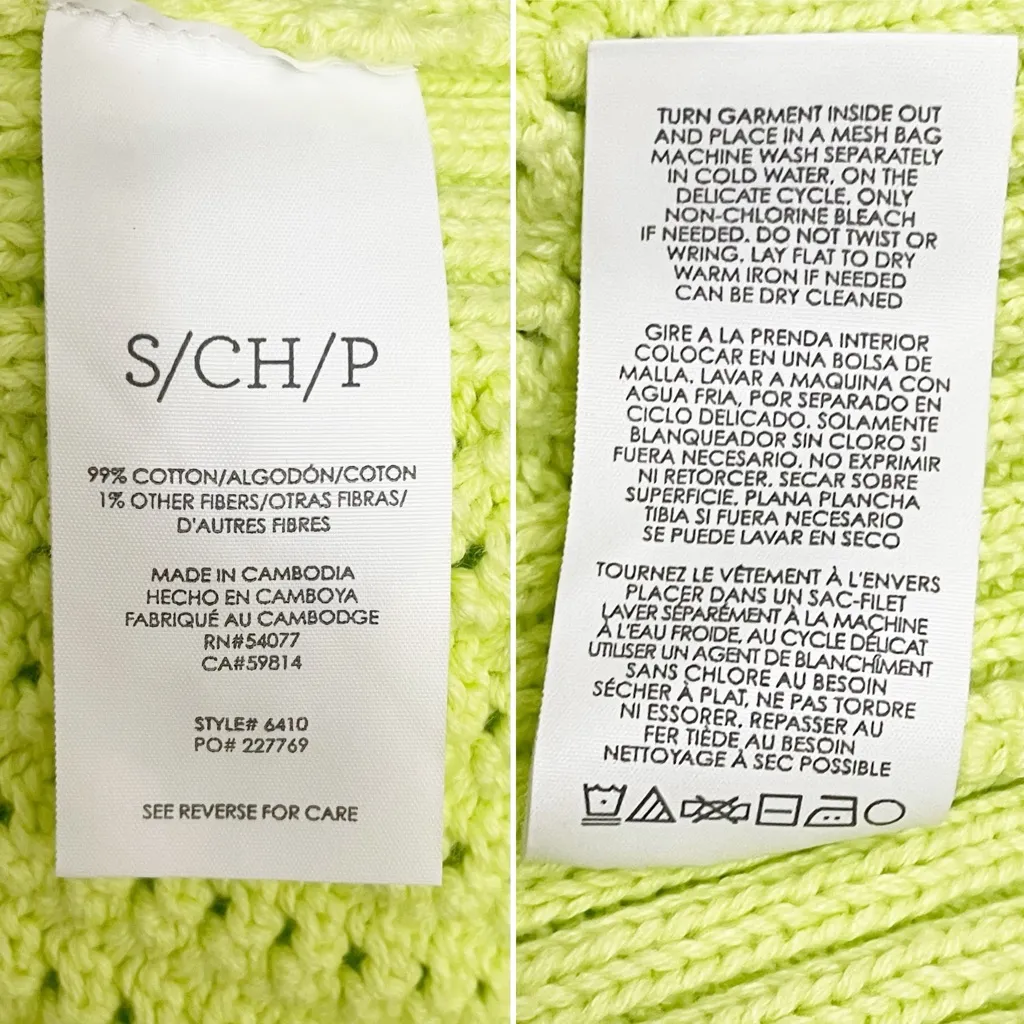 NWT Cabi Beaming Sweater Sz Small Lemon Lime Green Puff Sleeve Crochet Knit Top - Image 10