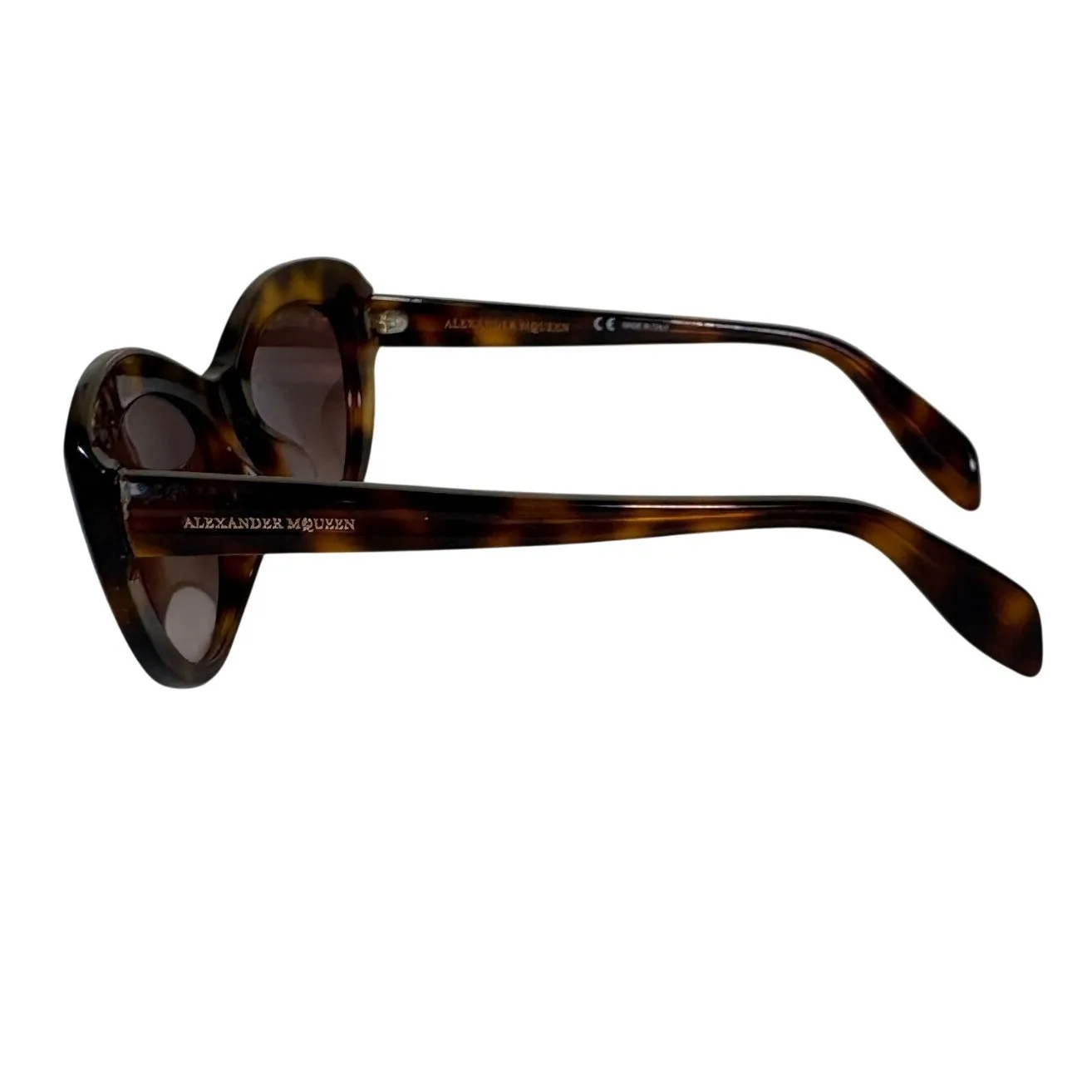 Alexander McQueen Havana Tortoise Cat Eye Sunglasses Brown Lens AM0040SA - Image 8