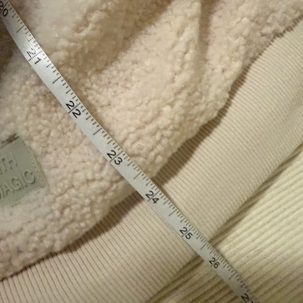 T Factor Sherpa Fleece Hoodie W★ Beige Teddy Pullover Cozy Soft Hoodie Small - Image 4