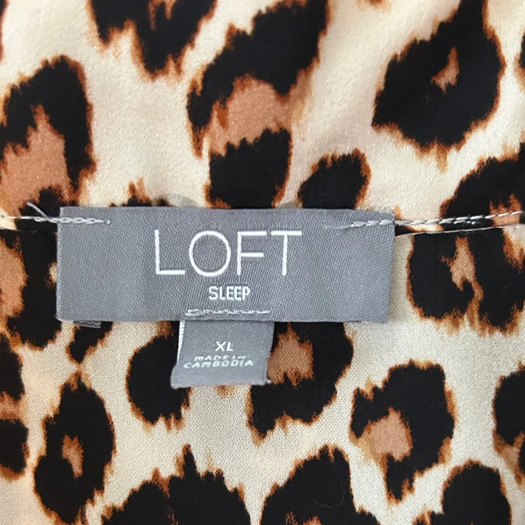 LOFT Leopard Print Pajama Set - Brown and Black - Image 3