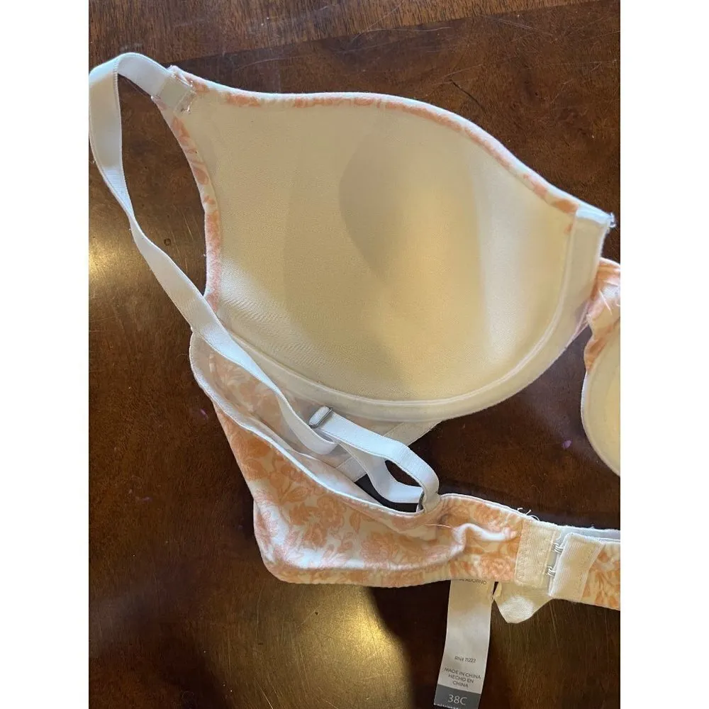 Lucky Brand‎ Pink And White Floral Print Underwire Contour Cup Bra Size 38C - Image 12