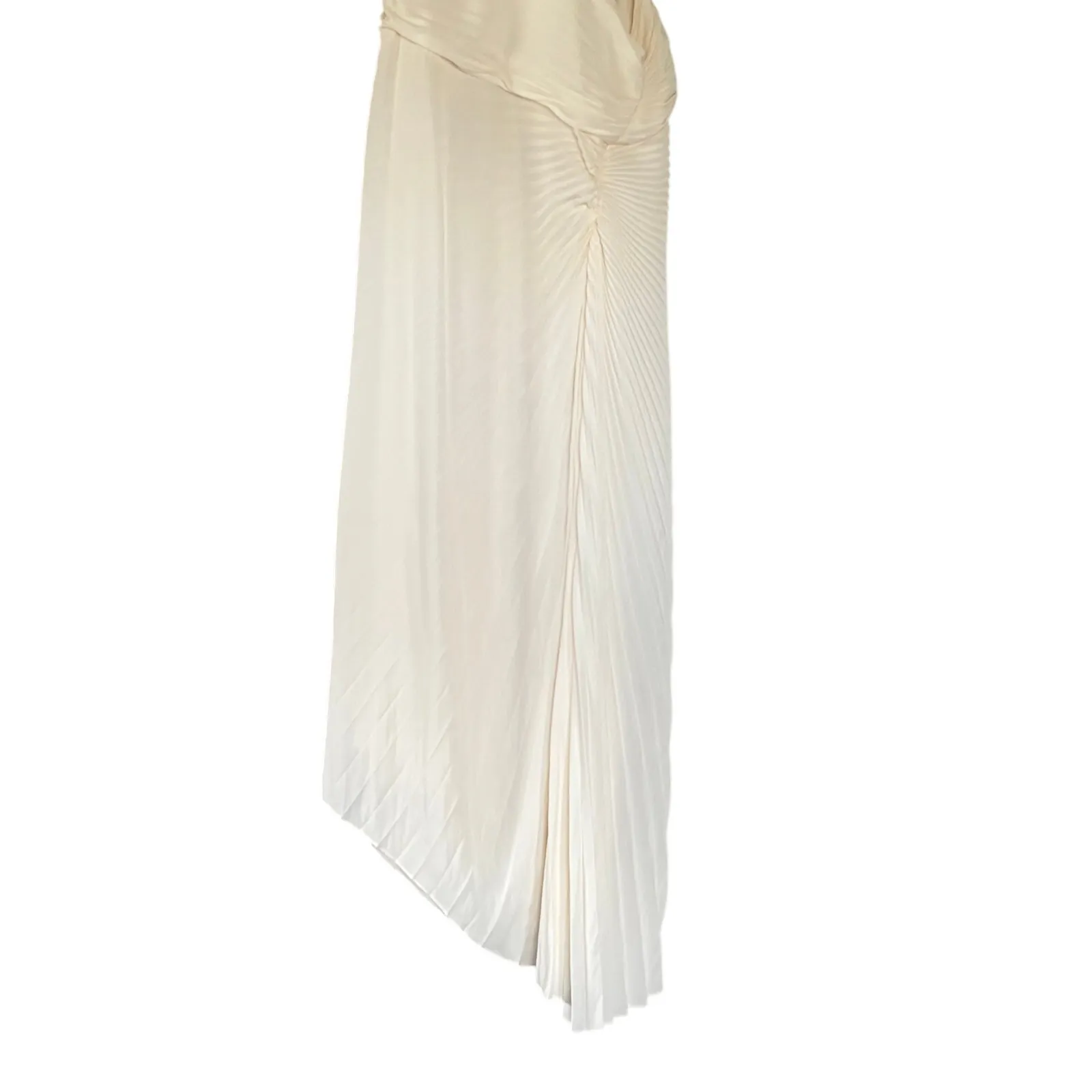 A.L.C. Dahlia Dress One Shoulder Whisper White Cutout Pleated Crepe Maxi Size 8 - Image 5