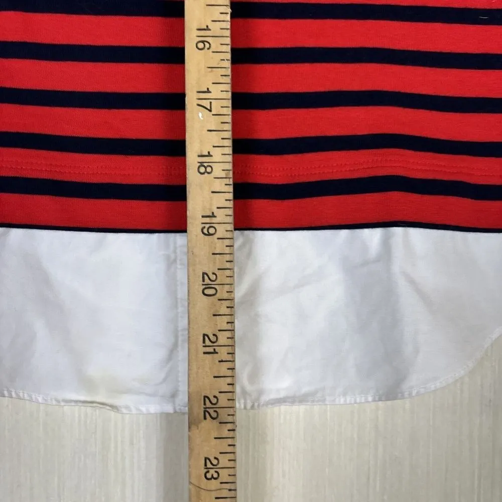 Lauren Ralph Lauren Shirt Womens Sz S Nautical Striped Rope Logo Red Blue - Image 6