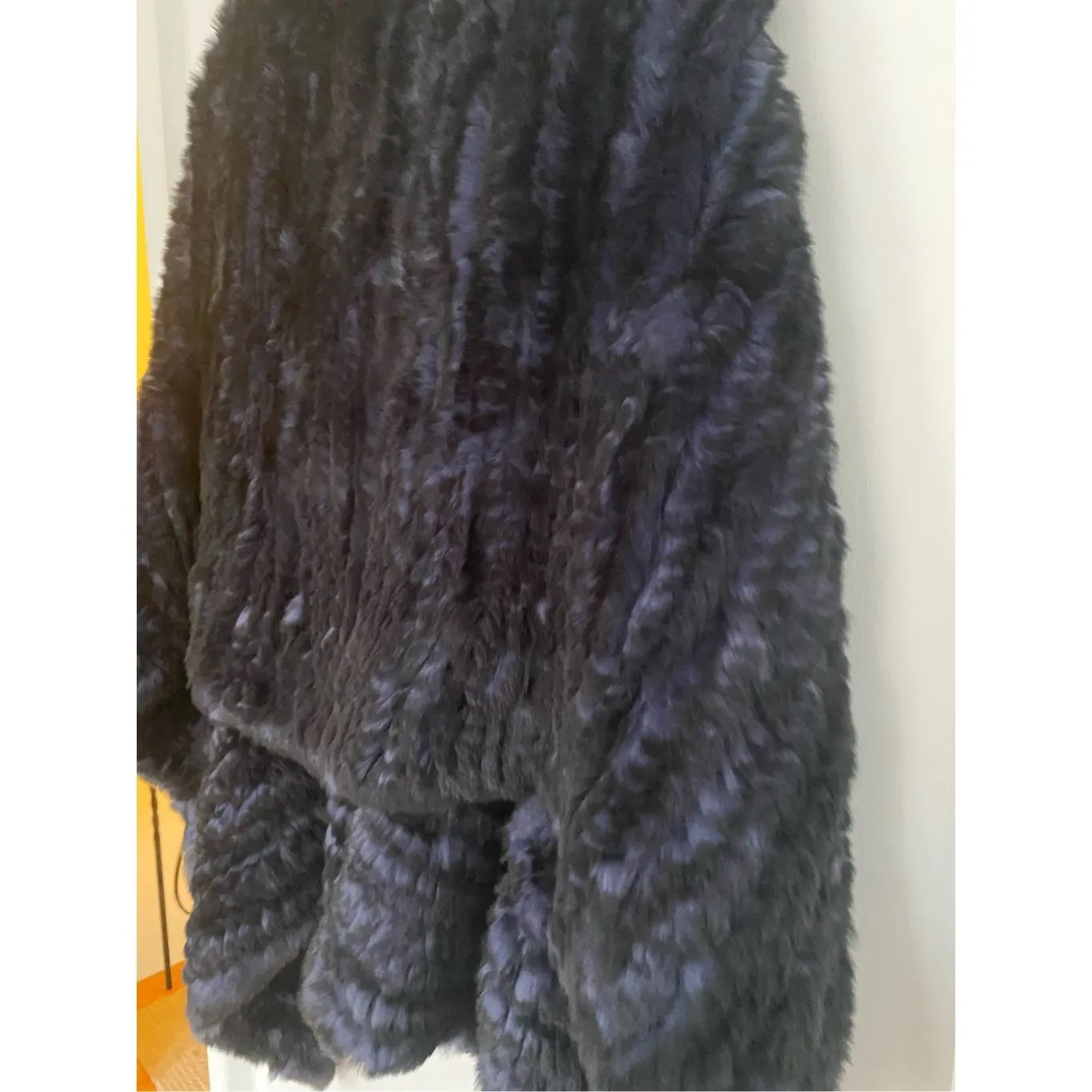 Halston Heritage 100% Dyed Rex Rabbit Fur Shawl/ wrap Blue - Image 9
